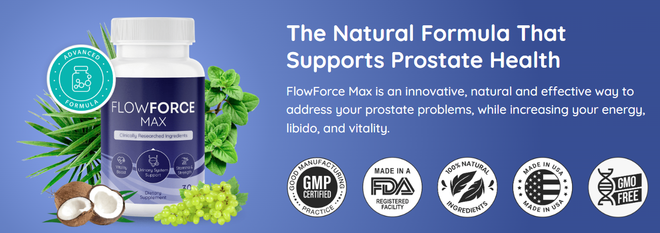 FlowForce Max 6-bottle bundle – prostate and urinary support supplement with 60-day money-back guarantee
