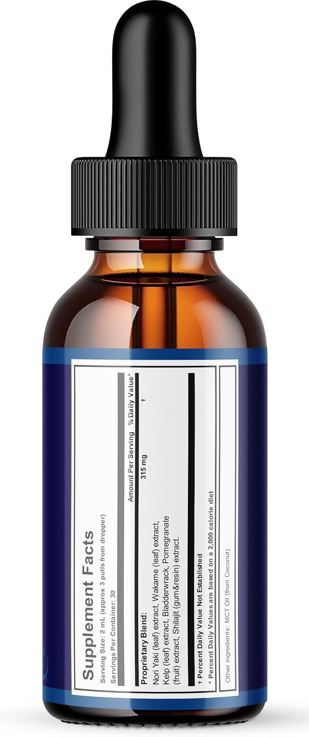 Prostadine supplement facts and ingredients label showing iodine, saw palmetto, shilajit, and pomegranate extract